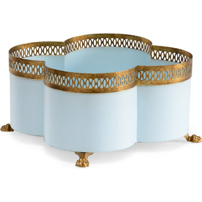 Tracery Cachepot by Chelsea House. Made from metal in a traditional style.