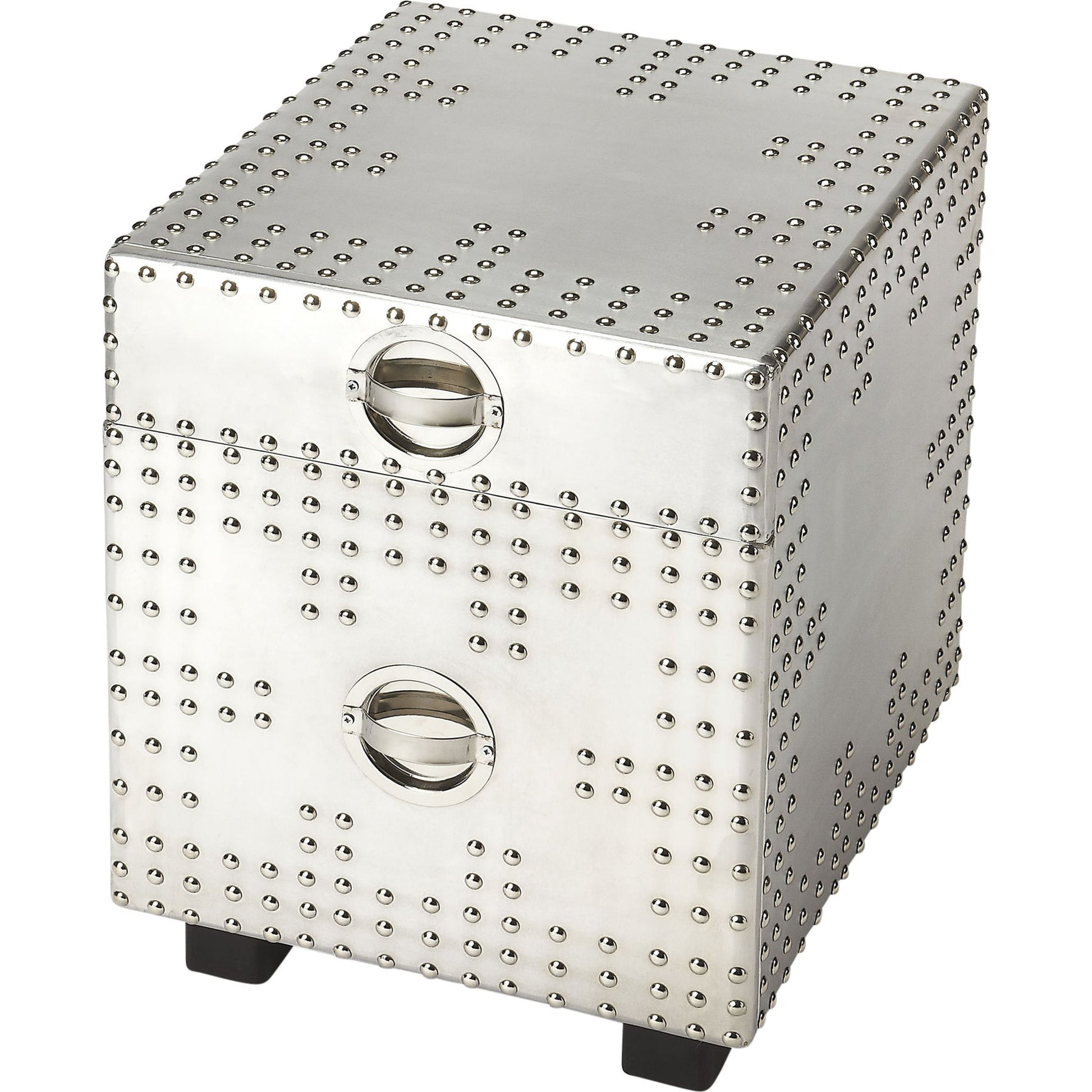 Iconic Aviator File Cabinet by Butler Specialty Company in silver and industrial chic. Made from aluminum, mdf, iron, mango wood in a modern style.