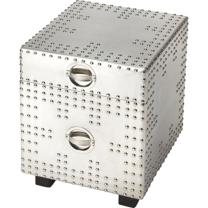 Iconic Aviator File Cabinet by Butler Specialty Company in silver and industrial chic. Made from aluminum, mdf, iron, mango wood in a modern style.