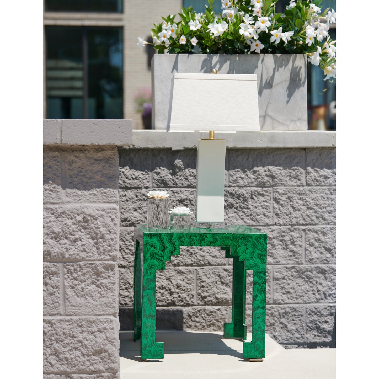 003 SR-383226 | Lifestyle | Malachite Cut Corner Table by Chelsea House in malachite. Made from black malachite finish in a eclectic & global style.