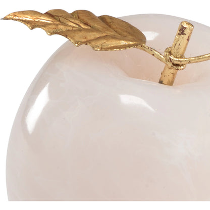 Apple by Chelsea House in white marble, antique gold leaf. Made from white marble finish in a modern style.