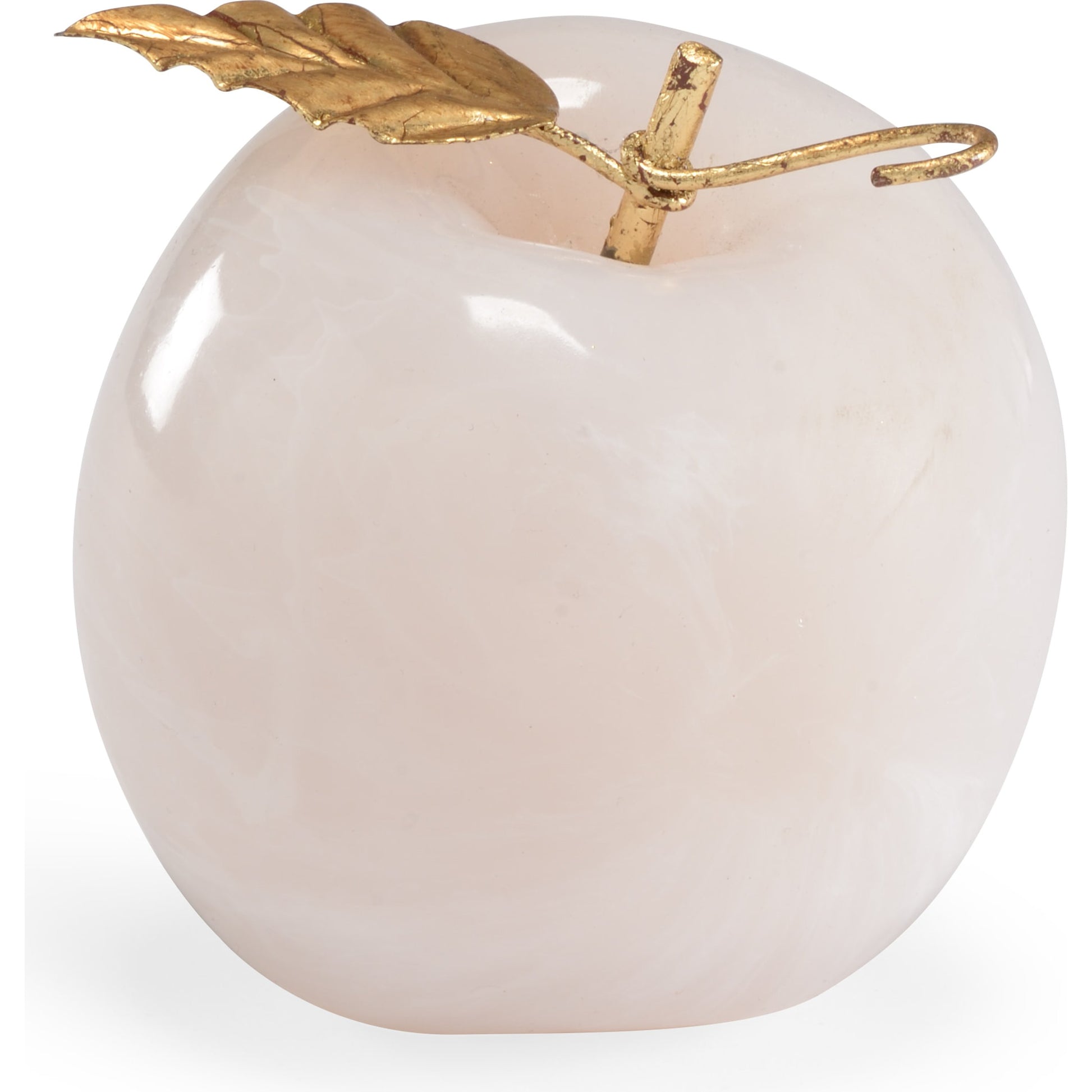 Apple by Chelsea House in white marble, antique gold leaf. Made from white marble finish in a modern style.
