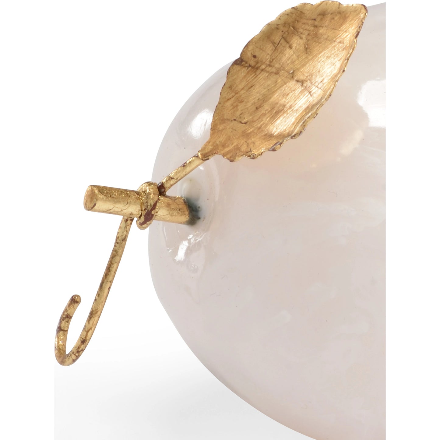 003 SR-383556 | Closeup | Pear by Chelsea House in white marble, antique gold leaf. Made from white marble finish in a modern style.