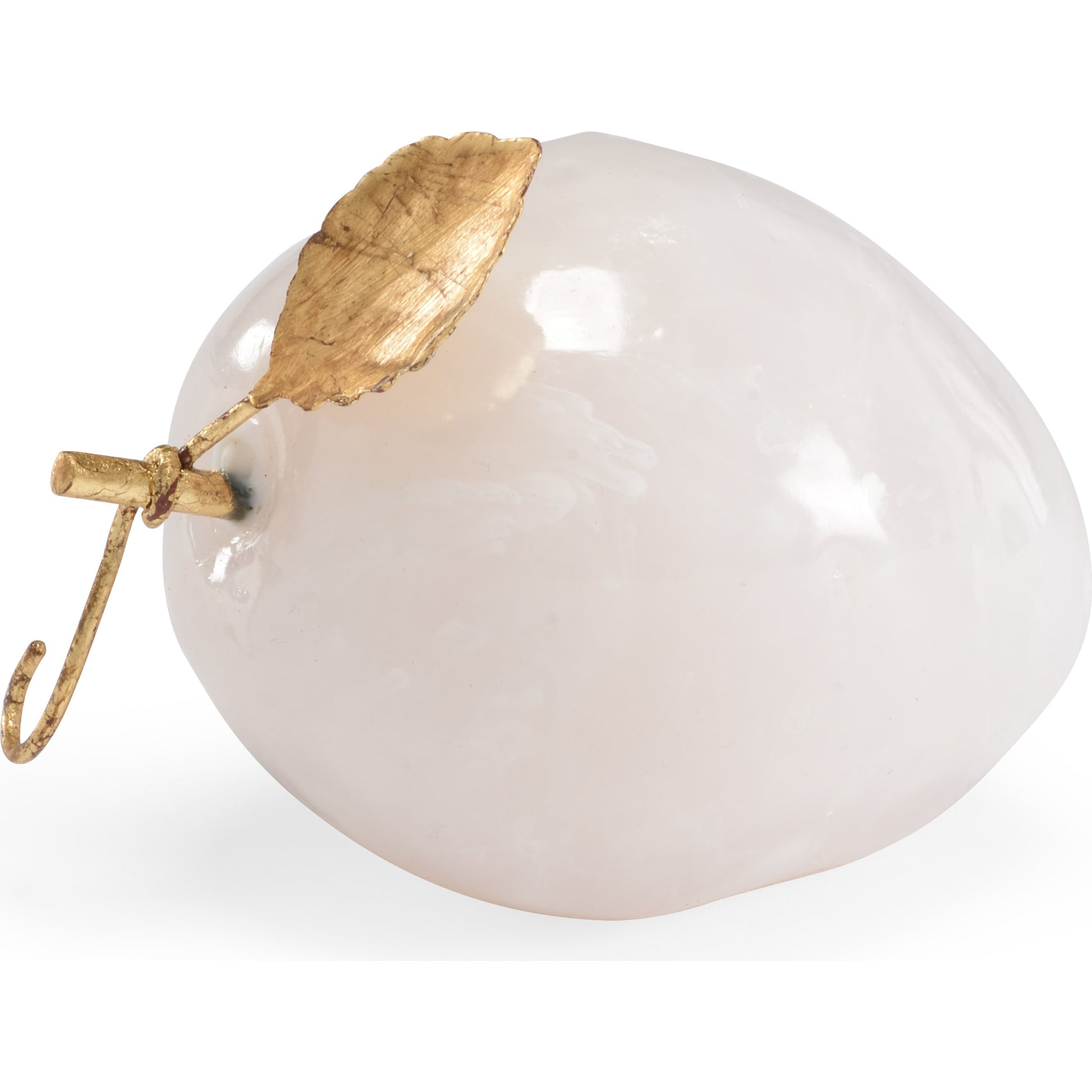 Pear by Chelsea House in white marble, antique gold leaf. Made from white marble finish in a modern style.