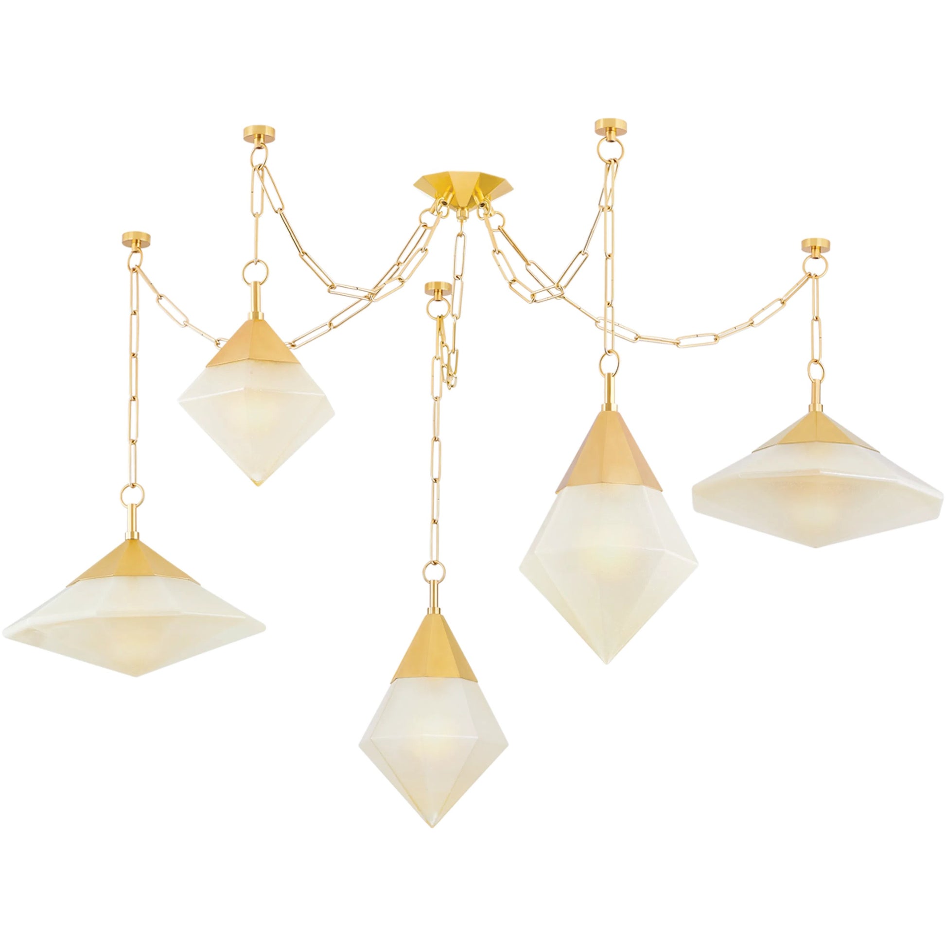 Angelique 5-Light Chandelier by Corbett in vintage polished brass. Made from steel in a traditional style.