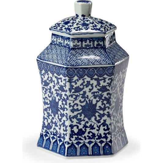 Tower Vase by Chelsea House in hand painted. Made from blue on white - hand painted in a eclectic & global style.