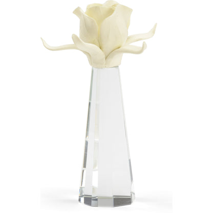 Rose on Stand by Chelsea House. Made from porcelain in a transitional style.