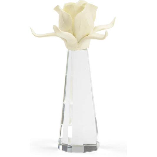Rose on Stand by Chelsea House. Made from porcelain in a transitional style.