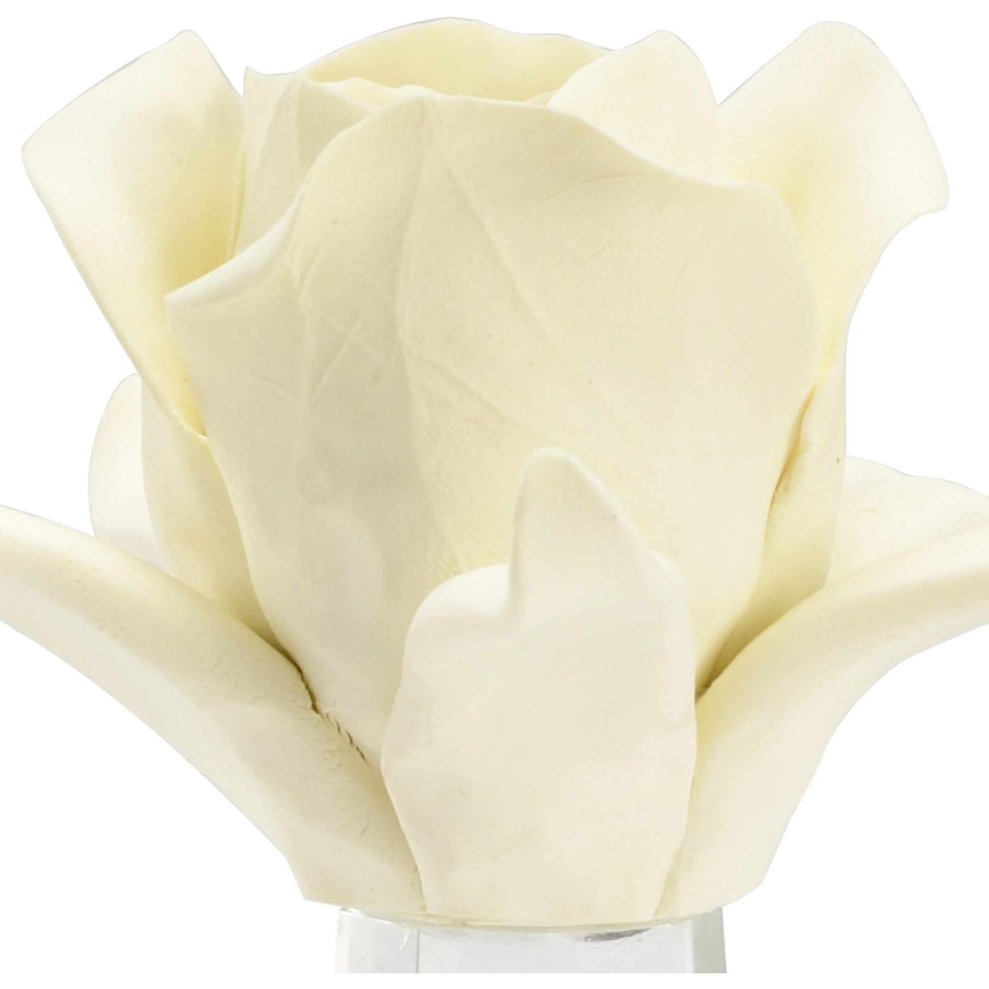 Rose on Stand by Chelsea House. Made from porcelain in a transitional style.