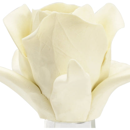 Rose on Stand by Chelsea House. Made from porcelain in a transitional style.