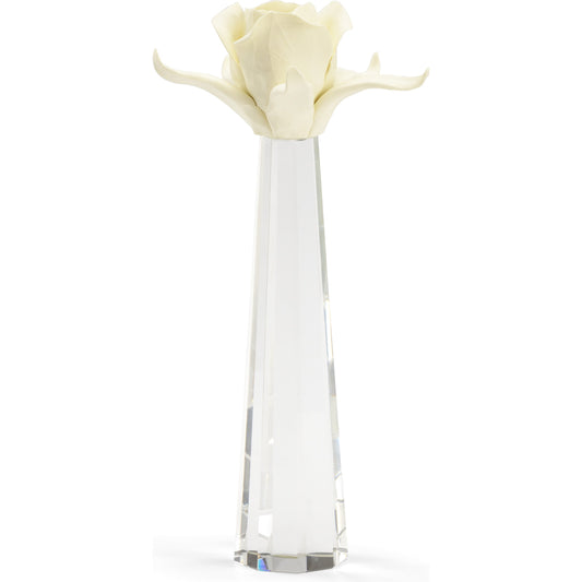 Rose on Stand by Chelsea House. Made from porcelain in a transitional style.