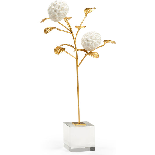 Hydrangea on Stand by Chelsea House in white, gold. Made from unique in a transitional style.