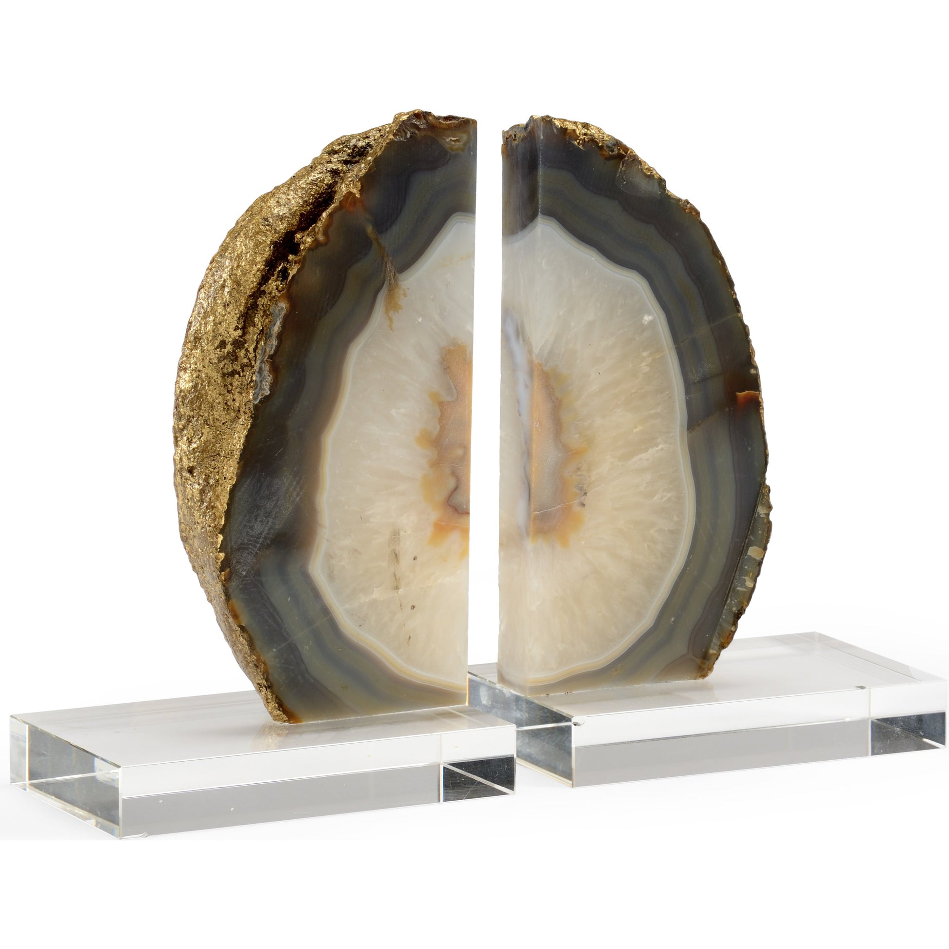 Geode Bookends by Chelsea House in natural, clear. Made from agate in a eclectic & global style.