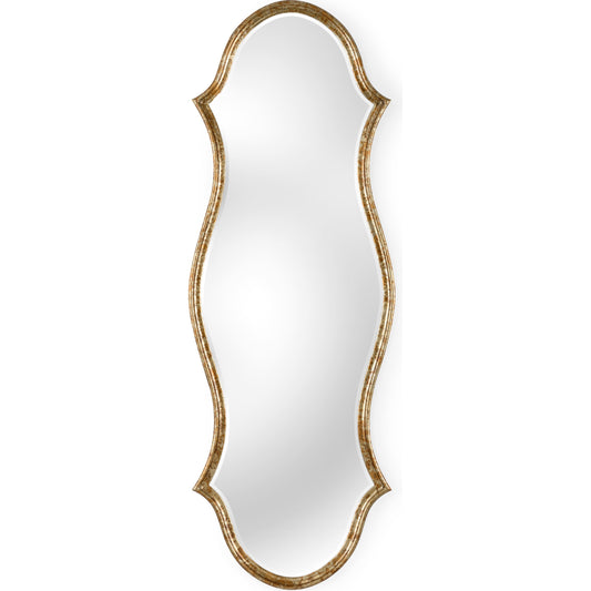 Solomon Mirror by Chelsea House in antique gold leaf, clear. Made from wood in a transitional style.