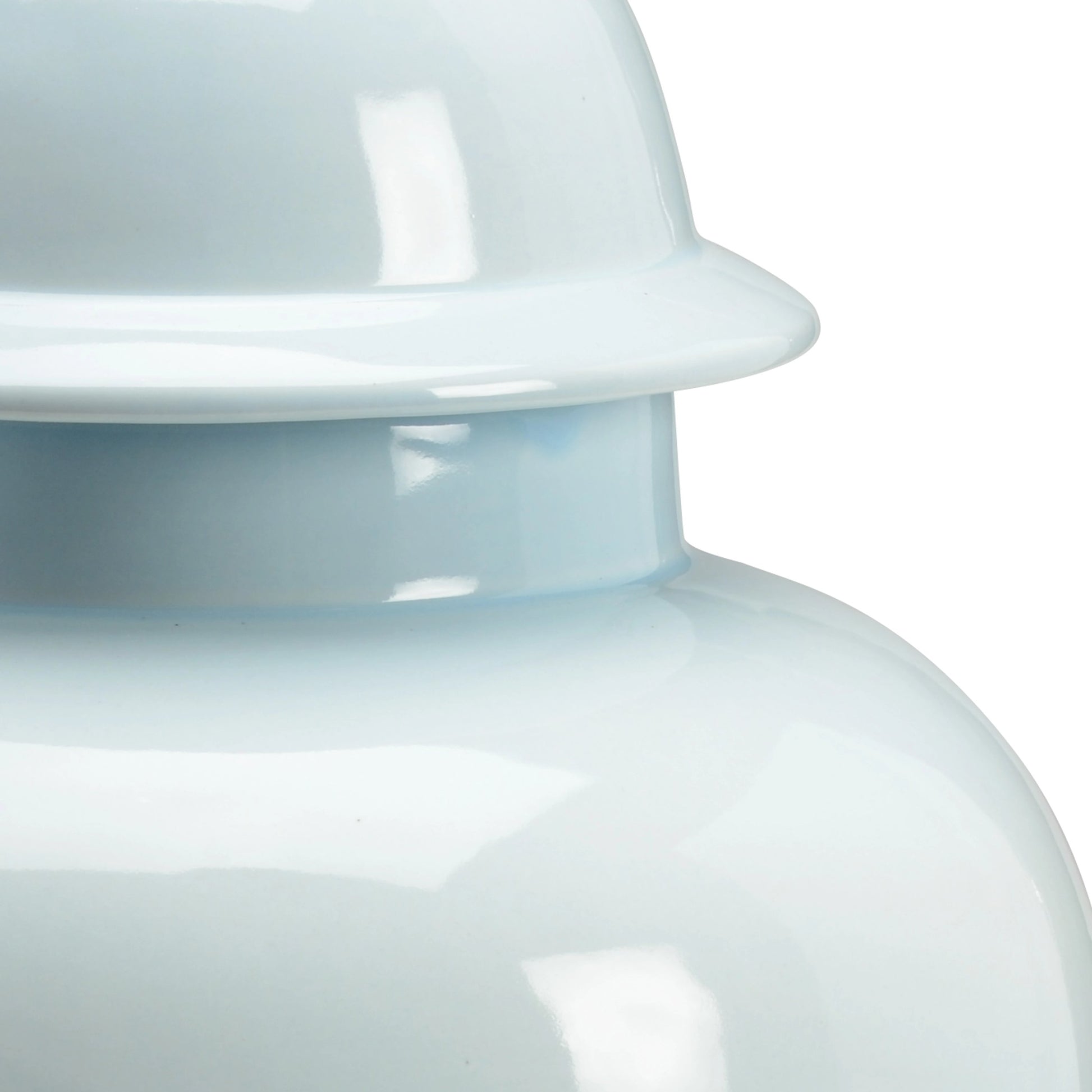 Holland Urn by Chelsea House in baby blue glaze. Made from porcelain in a transitional style.