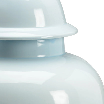 Holland Urn by Chelsea House in baby blue glaze. Made from porcelain in a transitional style.