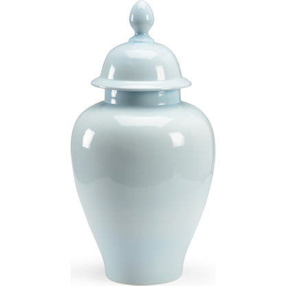 Holland Urn by Chelsea House in baby blue glaze. Made from porcelain in a transitional style.