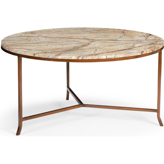 Round Harvey Cocktail Table by Chelsea House in brown, rust. Made from marble in a modern style.
