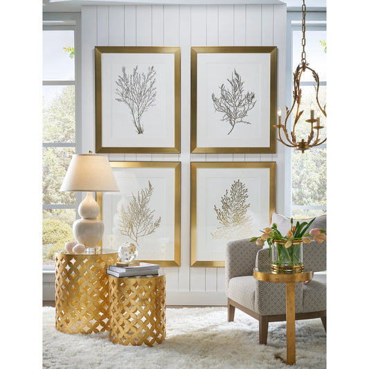 Harper Bunching Table by Chelsea House in antique gold leaf, clear. Made from iron in a eclectic & global style.