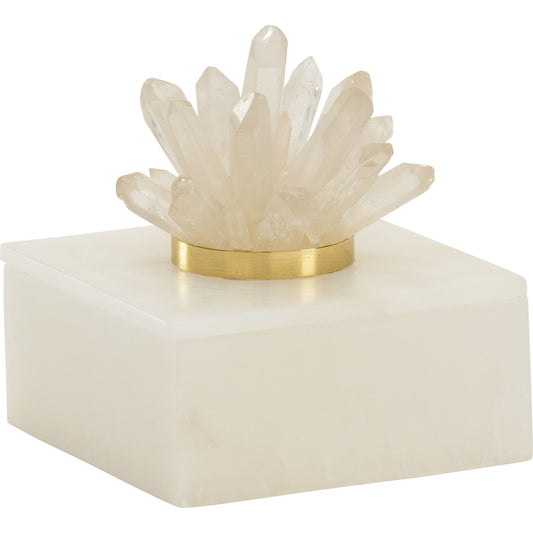 Albaster and Crystal Box by Chelsea House in white. Made from alabaster in a eclectic & global style.
