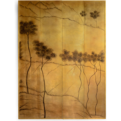 Landscape Panels by Chelsea House in antique gold leaf. Made from wood in a eclectic & global style.