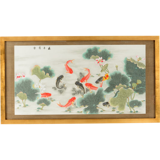 Garden Pond by Chelsea House in white, green, orange. Made from paper in a eclectic & global style.