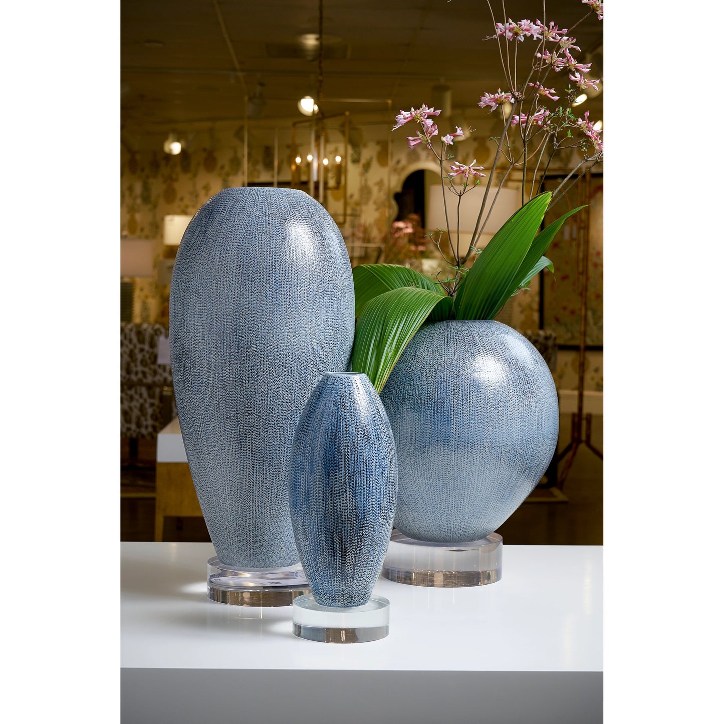 003 SR-382845 | Lifestyle | Granger Vase by Chelsea House in blue, cream, black glaze. Made from porcleain in a eclectic & global style.