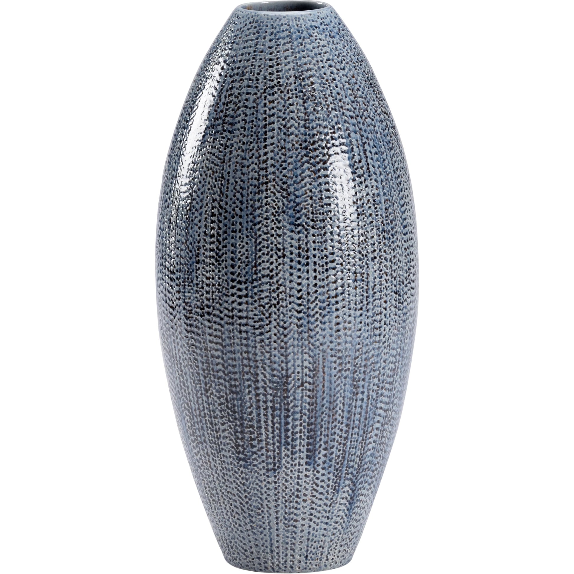 Granger Vase by Chelsea House in blue, cream, black glaze. Made from porcleain in a eclectic & global style.