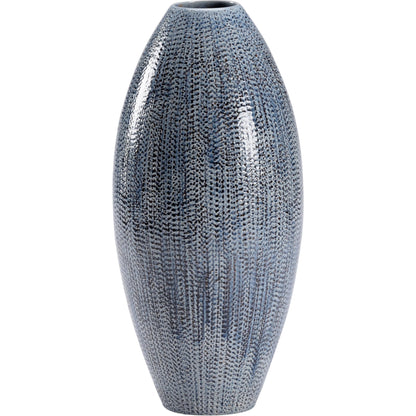 Granger Vase by Chelsea House in blue, cream, black glaze. Made from porcleain in a eclectic & global style.