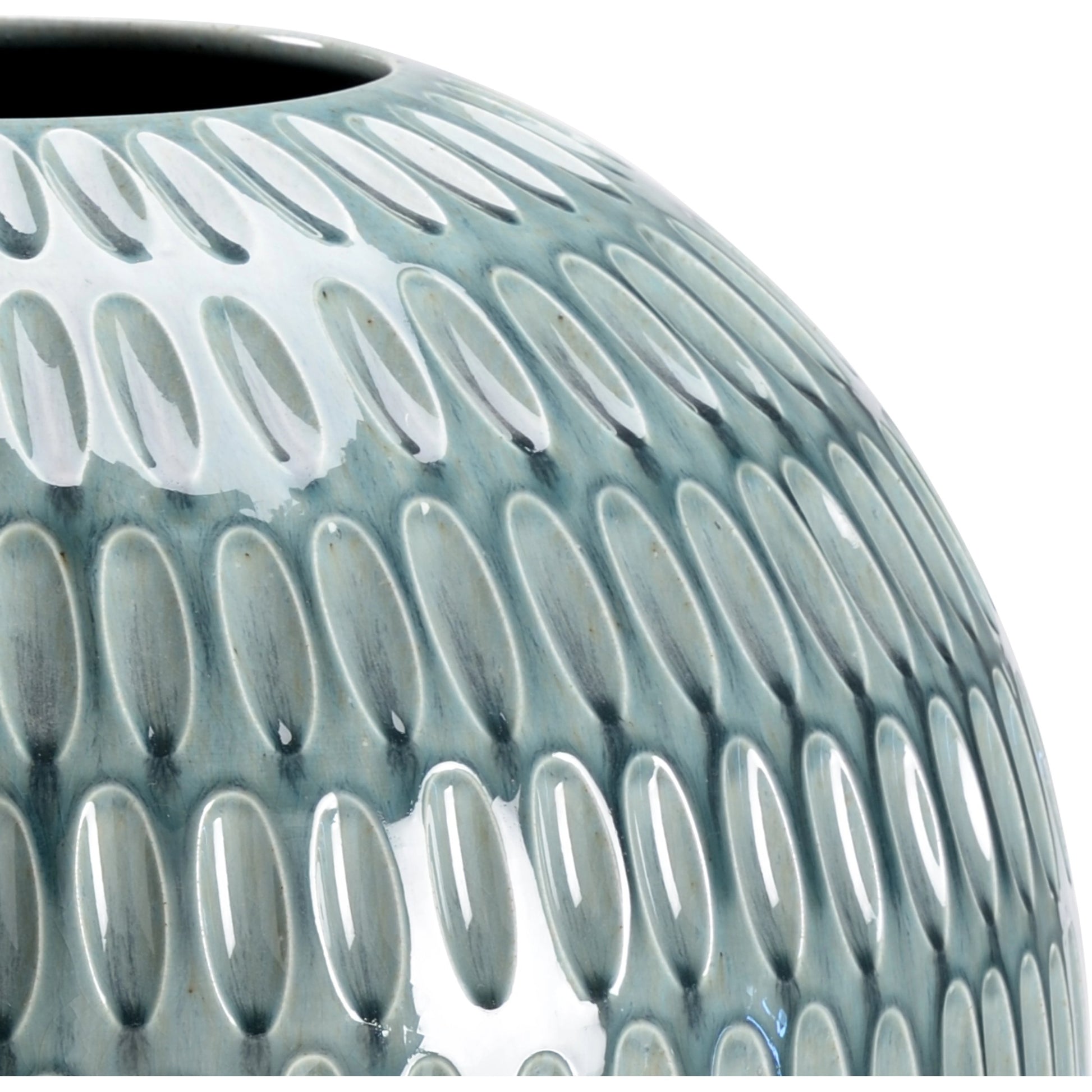 Round Dimpled Vase by Chelsea House in sea green glaze. Made from ceramic in a modern style.