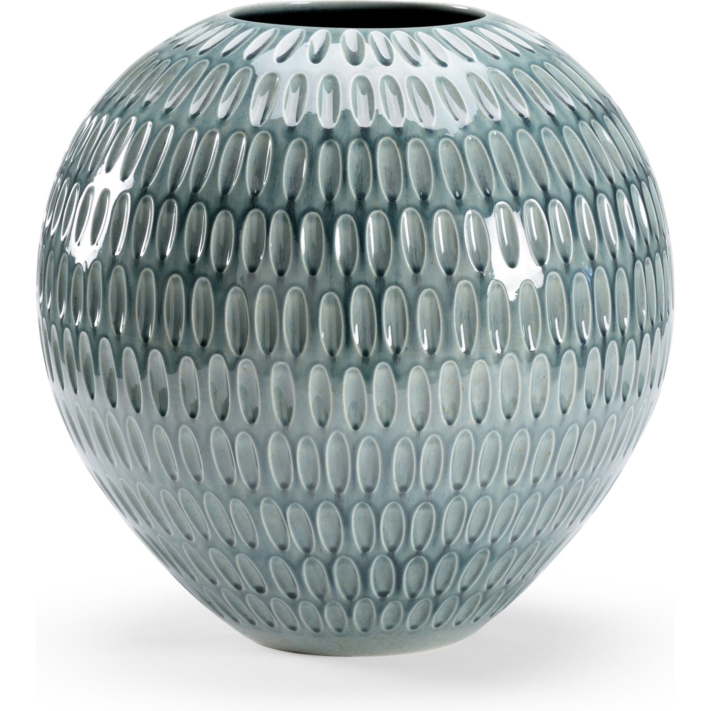 001 SR-383790 | Additional Silo | Round Dimpled Vase by Chelsea House in sea green glaze. Made from ceramic in a modern style.