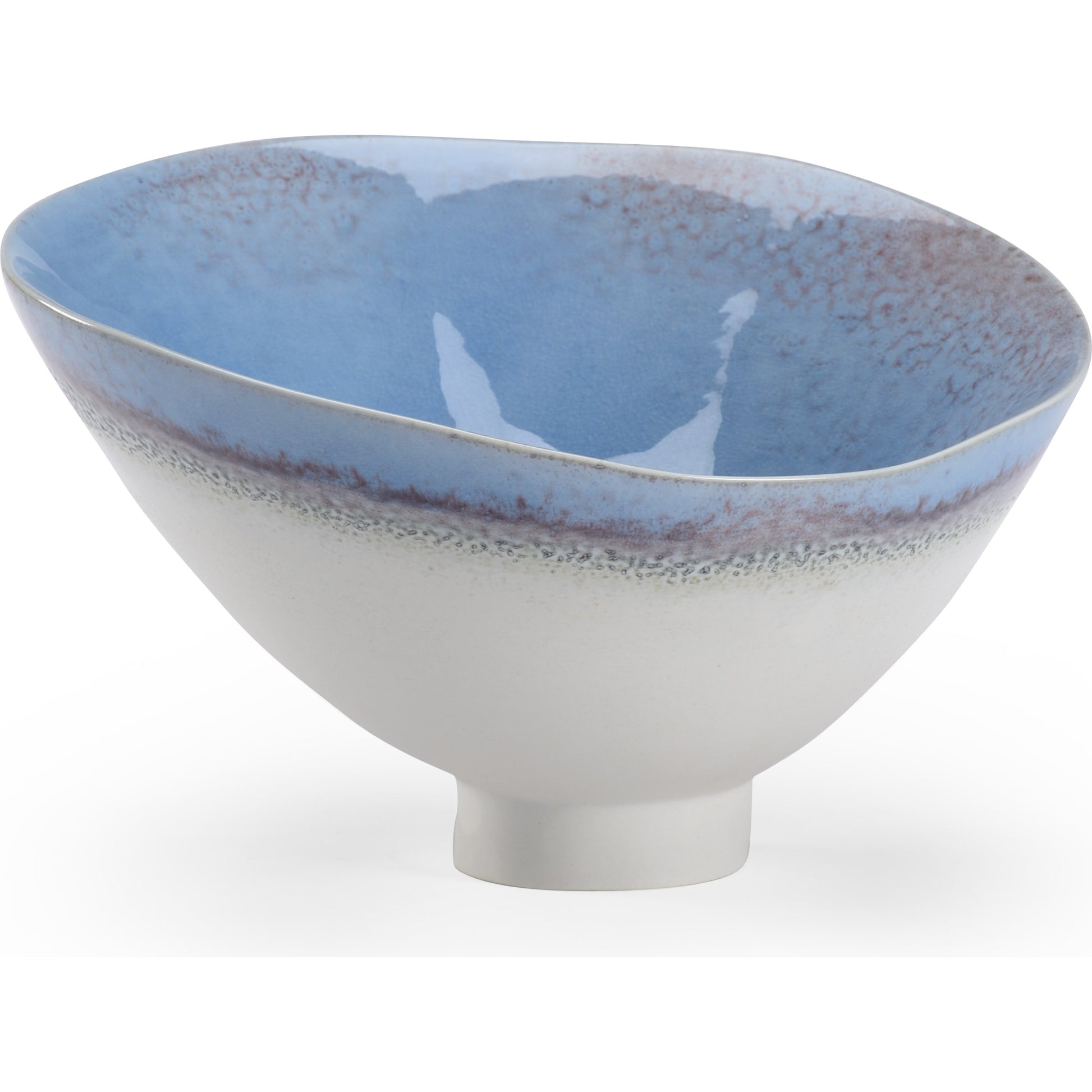 San Antonio Bowl by Chelsea House in off white, blue, purple glaze. Made from ceramic in a coastal style.