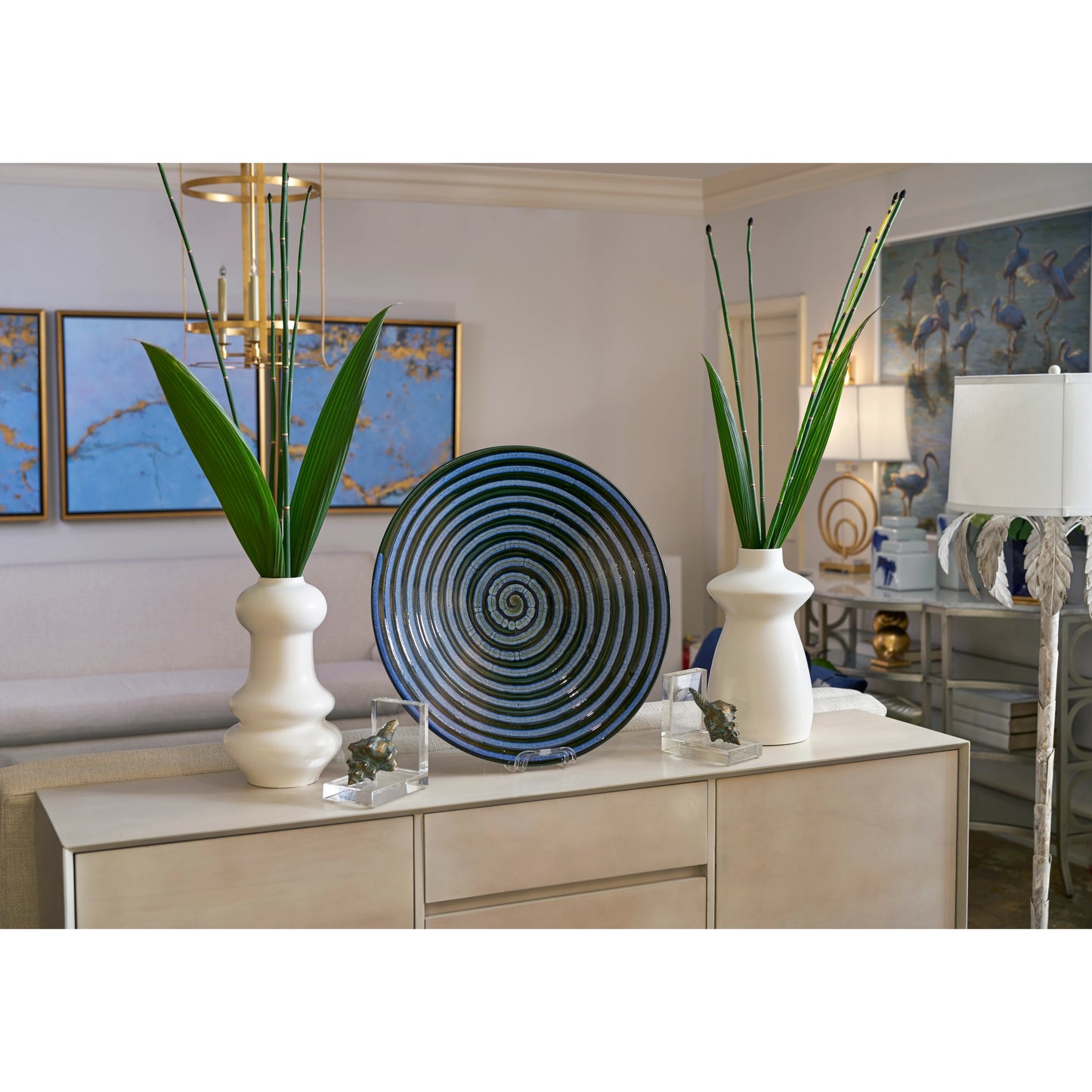 003 SR-384030 | Lifestyle | Swirl Plate by Chelsea House in blue, green, black glaze. Made from ceramic in a modern style.