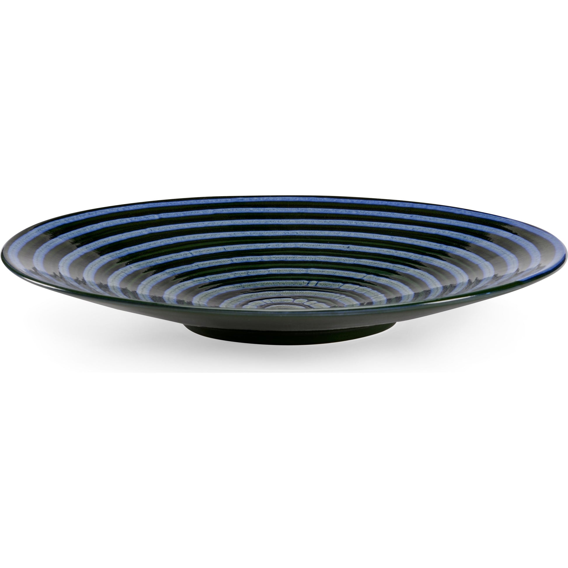 Swirl Plate by Chelsea House in blue, green, black glaze. Made from ceramic in a modern style.