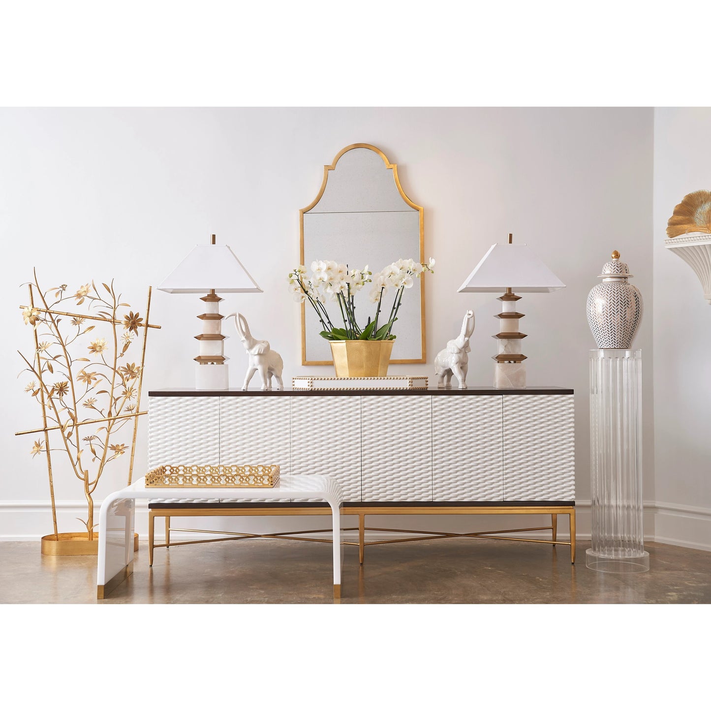 007 SR-382947 | Lifestyle | Herringbone Covered Urn by Chelsea House. Made from unique in a transitional style.