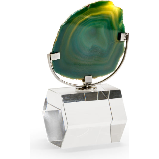 Agate on Stand by Chelsea House in green. Made from agate in a coastal style.