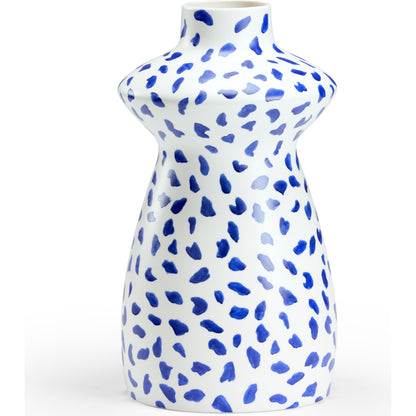 Tokyo Vase by Chelsea House in off white, cobalt glaze. Made from ceramic in a modern style.