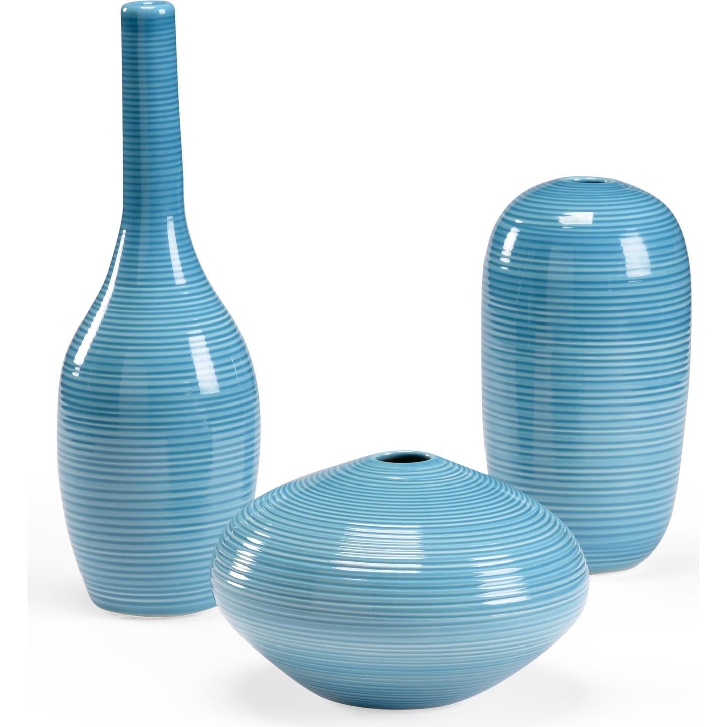 001 SR-383137 | Primary Silo | Leon Vase Set by Chelsea House in ocean blue glaze. Made from ceramic in a modern style.