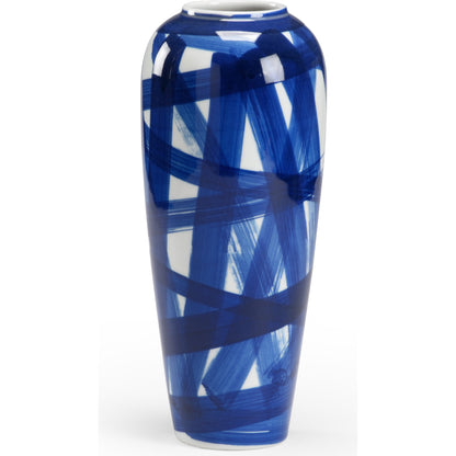 Johnsbury Vase by Chelsea House in cobalt, white glaze. Made from ceramic in a modern style.