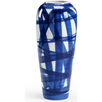 Johnsbury Vase by Chelsea House in cobalt, white glaze. Made from ceramic in a modern style.