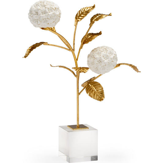 Hydrangea on Stand by Chelsea House in white, gold. Made from unique in a transitional style.