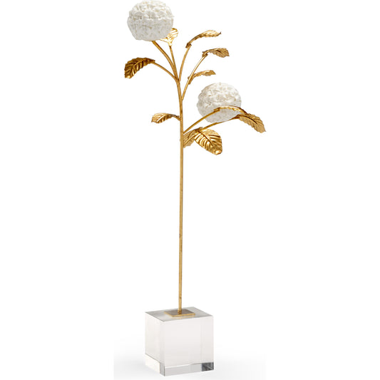 Hydrangea on Stand by Chelsea House in white, gold. Made from unique in a transitional style.