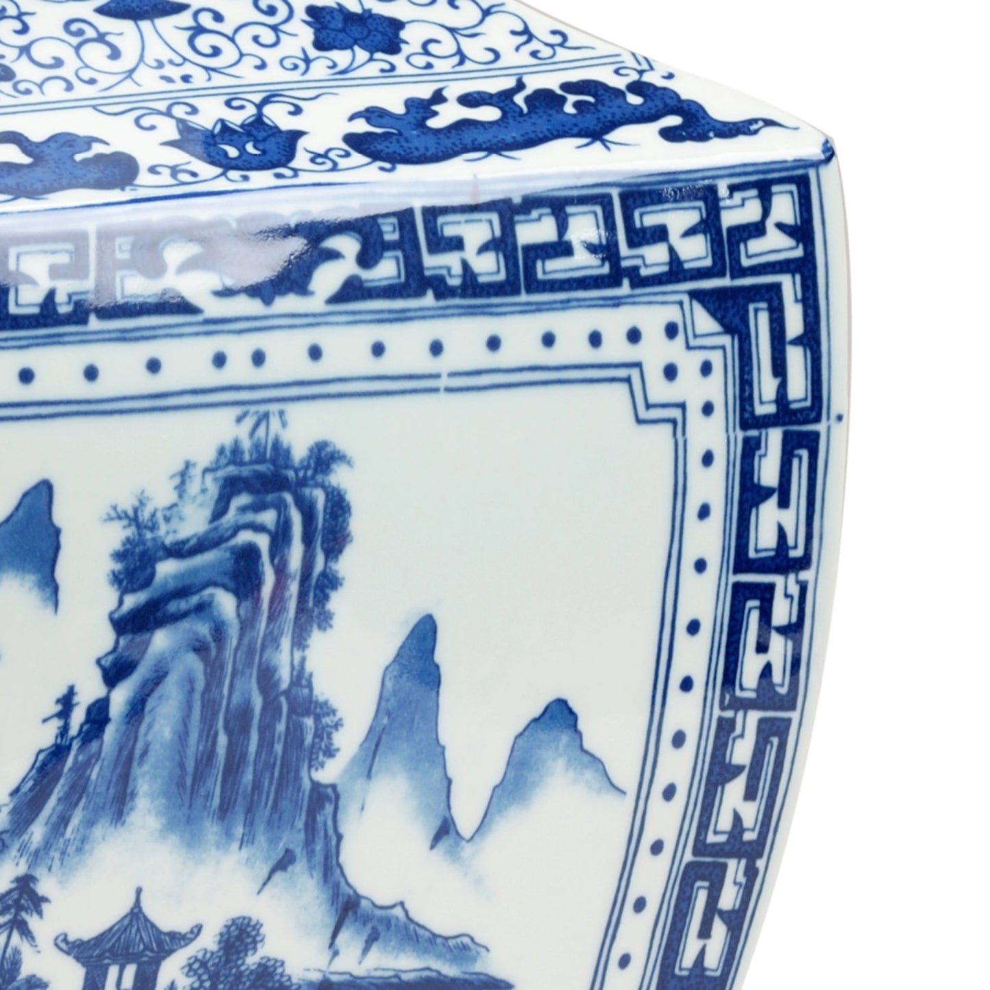 002 SR-383296 | Closeup | Ming Vase in Panel by Chelsea House in blue, white glaze. Made from ceramic in a eclectic & global style.