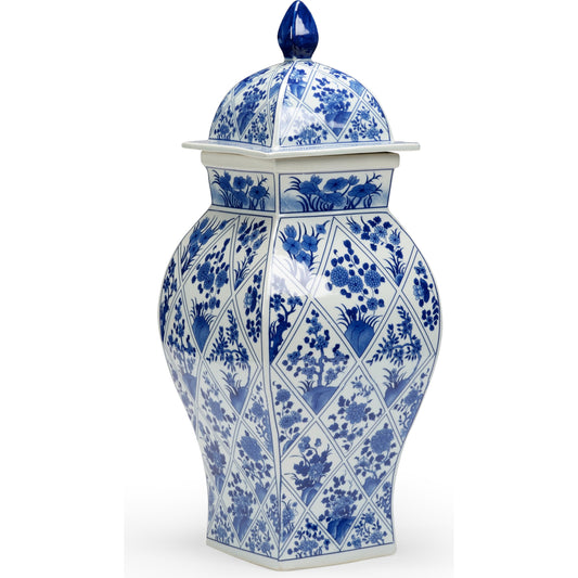 Blue and White Covered Vase by Chelsea House in white, blue. Made from ceramic in a eclectic & global style.
