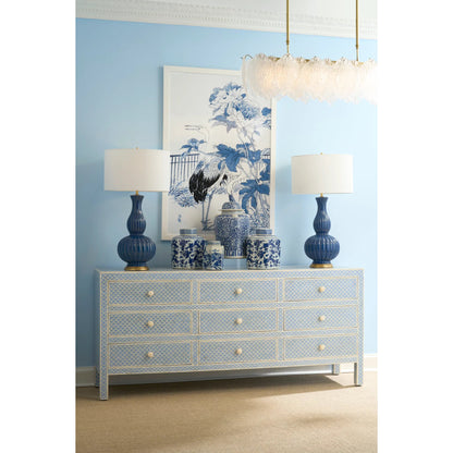 Tang Covered Vase by Chelsea House in blue, white glaze. Made from ceramic in a eclectic & global style.