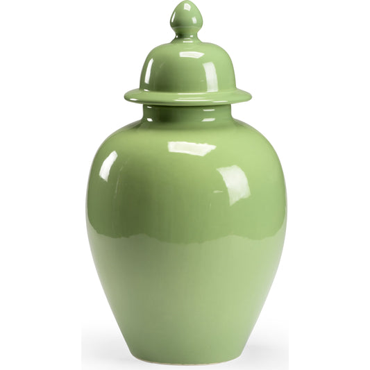Landis Covered Vase by Chelsea House in sage green glaze. Made from ceramic in a transitional style.