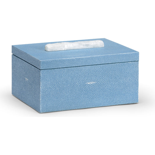 Durham Box by Chelsea House in blue. Made from wood, crystal in a coastal style.
