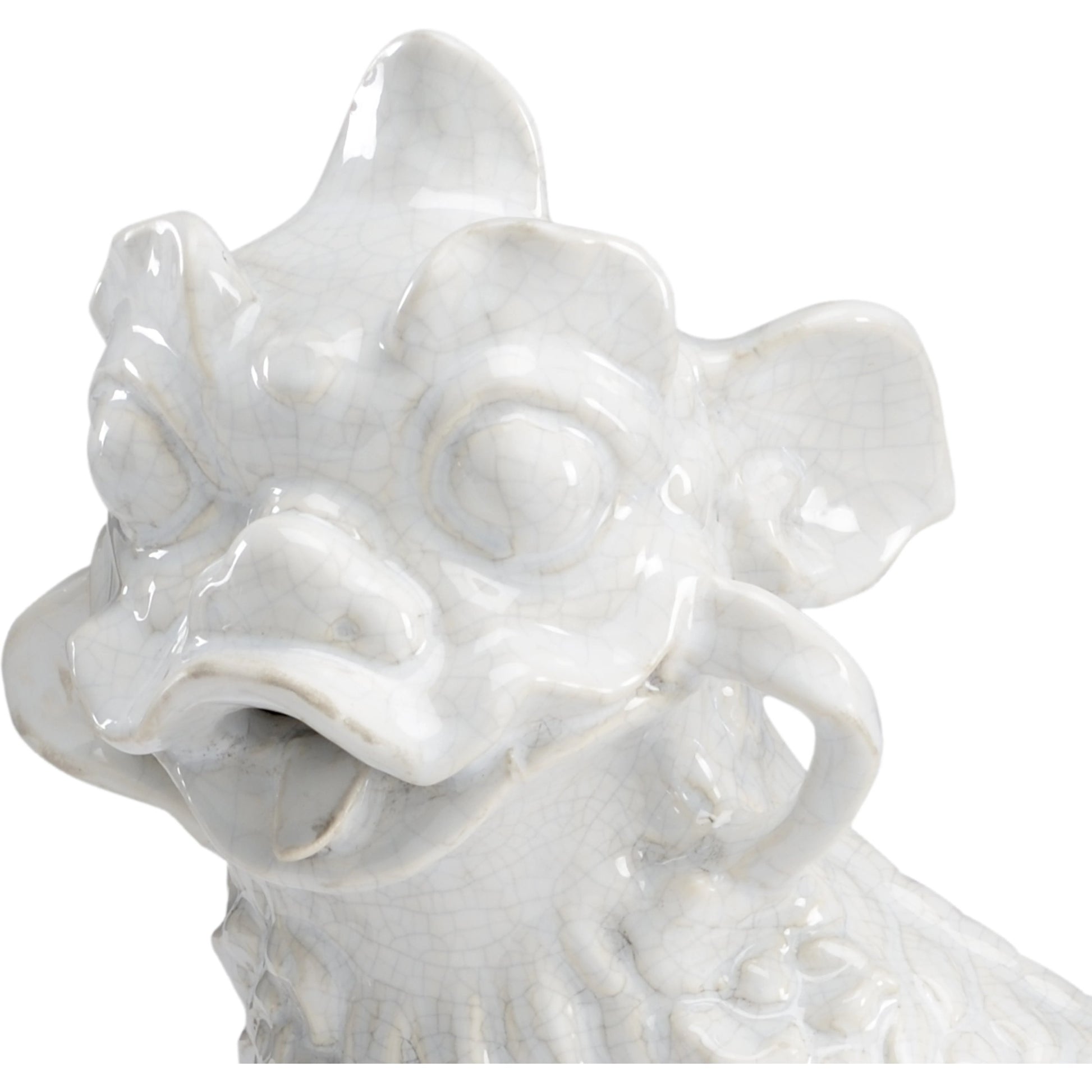 White Chinese Dogs (Set of 2) by Chelsea House in white crackle glaze, black. Made from ceramic in a eclectic & global style.
