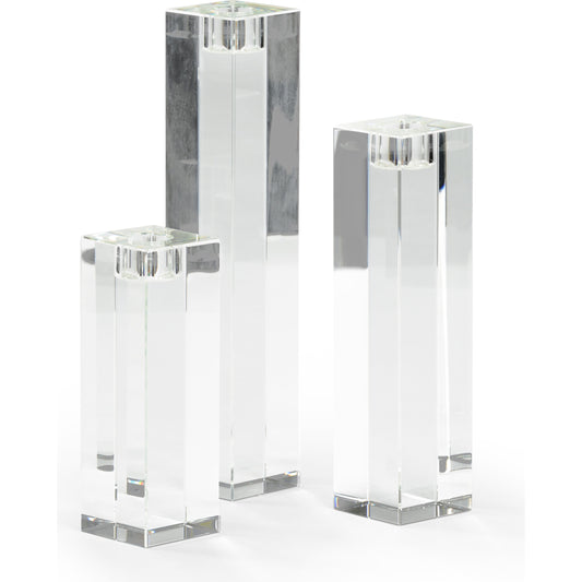 Statue Candlesticks by Chelsea House in clear. Made from crystal in a modern style.