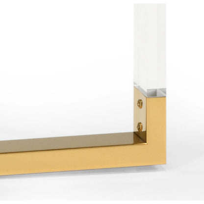 Moravian Side Table by Chelsea House in clear, clear, polished brass. Made from acrylic, glass, iron in a modern style.